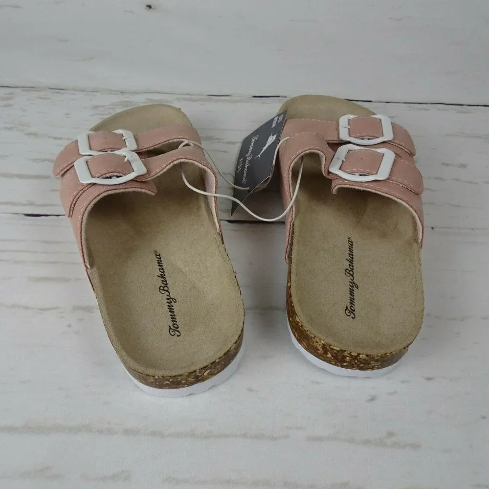 Tommy Bahama Girl's Sandals Double Strap Slip-On Shoes Blush Pink NWT M 12/13